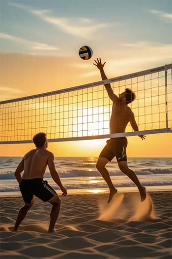 بازی شماره ۳: والیبال ساحلی (Beach Volleyball) – کار تیمی و استقامت