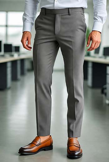 شلوار راسته طوسی با لوفر