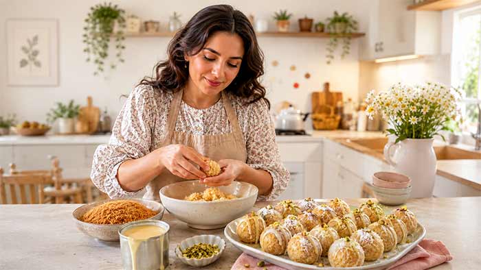آشپزی 3 طرز تهیه توپک شعریه با شیر عسل+ طرز تهیه بدون شیر خشک