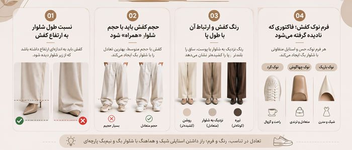 اصول کلیدی در انتخاب کفش برای شلوار بگ و نیم‌بگ